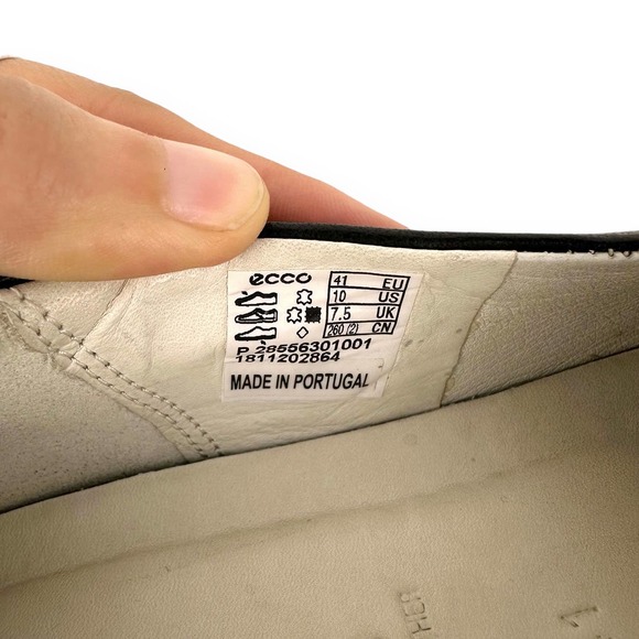 ECCO Gillian Black Leather Two Tone Pointed Toe Slip On Sneaker Size 41 - Picture 10 of 13